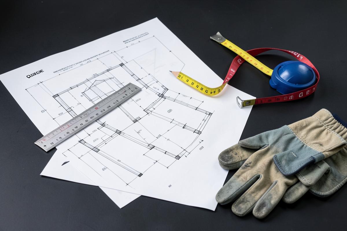 Plans et outils préparés pour une discussion de projet, image représentative